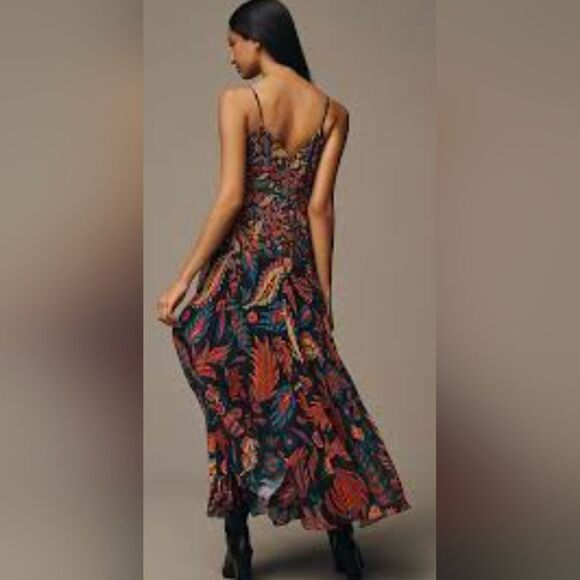 New Farm Rio Anthropologie Sleeveless Long Midi Slip Dress Pleade Sz L Boho - Picture 2 of 14